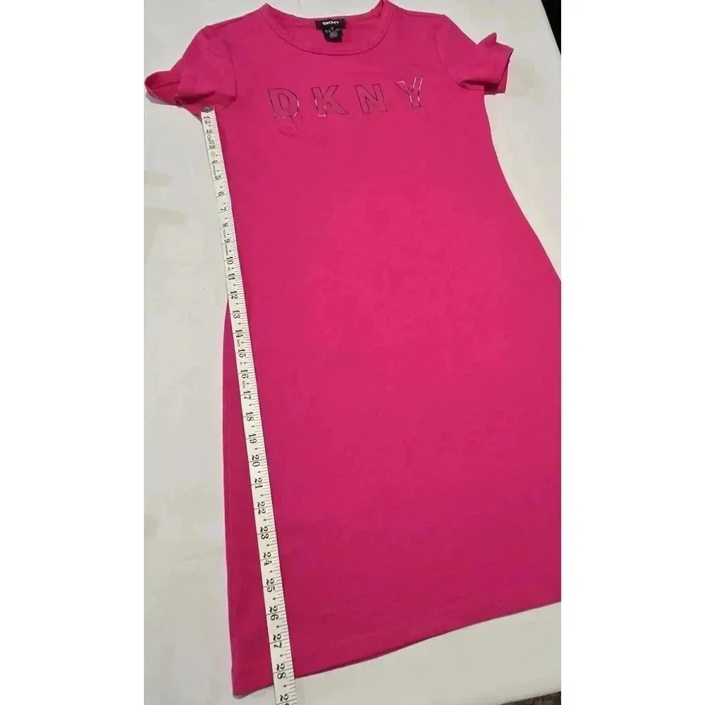 Bright Pink DKNY T-Shirt Dress - Casual & Stylish - Picture 11 of 14